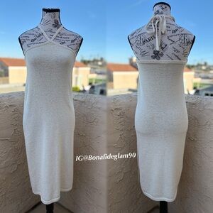 Cult Gaia halter neck ivory cotton-blend knee length dress size XS extra small